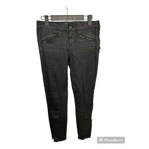 Madewell Womens Black Skinny Motto Leggings Ankle Zippers Stretch Sz 25 E2